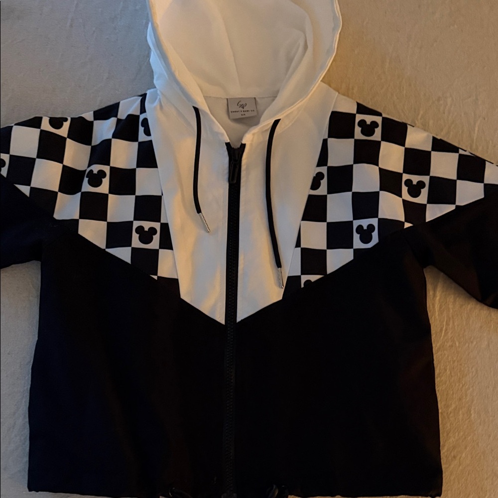 Black & White Checkerboard Mickey Zip Hoodie